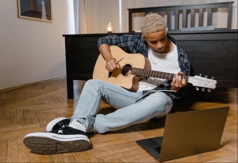Student playing the piano